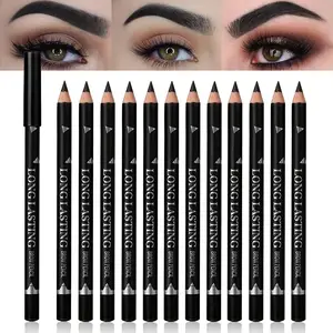 12Pcs Eyebrow Pencils for Women, Wooden Hard-Core Black Eyebrow and Eyeliner Pencil, Long Lasting Waterproof and Sweat-Proof, Beginner Makeup Brow Pencil, Create a Natural Eye Brow Makeup