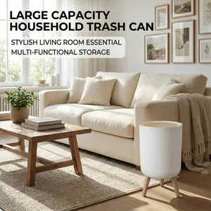 Large Capacity Trash Can & Multipurpose Storage Bin - Modern Minimalist Wastebasket for Kitchen, Living Room, Bedroom & Bedside Organization