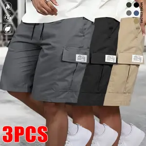3-Pack,Men'S Cargo Shorts Bundle - Heavy-Duty Ripstop Fabric, Utility Pockets, Adjustable Waist | Workout, Hiking & Construction Ready, Summer Value Set