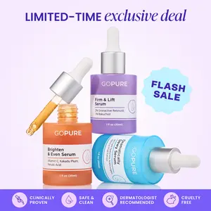 GOPURE Power Trio Facial Serums Set - Vitamin C Serum Hyaluronic Acid Serum and Retinol Serum