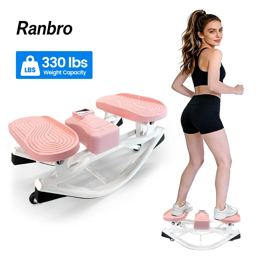 RANBRO U-Shaped Twist Stair Stepper Machine, Heavy-Duty Portable At Home Gym Equipment, Steppers for Exercise with Resistance Bands, 330 Lbs Capacity