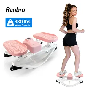 Ranbro Twist Mini Stepper Machine - No-Assembly U-Shaped 330Lbs Heavy Duty 3D Side Glutes Exercise Machine, Leg Toning Exercise Equipment, Multi-Directional Workout Station with Resistance Bands, Built-in Counter, Anti-Tip Quiet Home Gym Gear