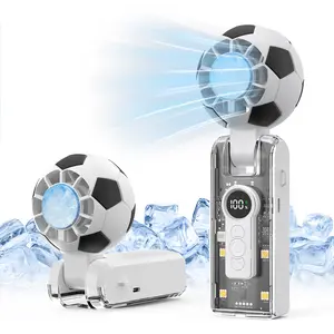 Soccer Fan Portable Handheld Fan, Handheld Cooling Fan, Multifunctional 5-Speed Fan, USB Rechargeable Foldable Turbo Fan, Mini Handheld Personal Fan for Outdoor Activities, Travel, Work