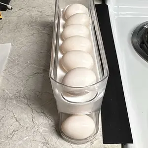 Clear Egg Storage Box, 1 Count Space-Saving Rolling Egg Holder, Durable Plastic Egg Organizer for Refrigerator, Kitchen Accessories