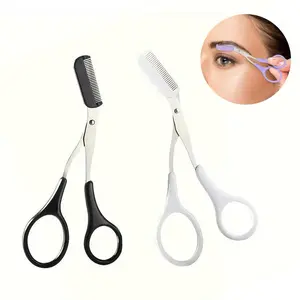 Stainless Steel Eyebrow Trimming Scissors with Comb - Precision Shaping & Styling Tool, Cosmetic Makeup Tool for Beginners, Eyebrow Facial Trimmer