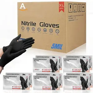 50PCS/Black nitrile gloves - latex free, industrial disposable gloves, fully diamond textured grip, mechanical grade, suitable for outdoor and industrial use, professional gloves | durable gloves bugspray  life Black Powder-Free Disposable Gloves
