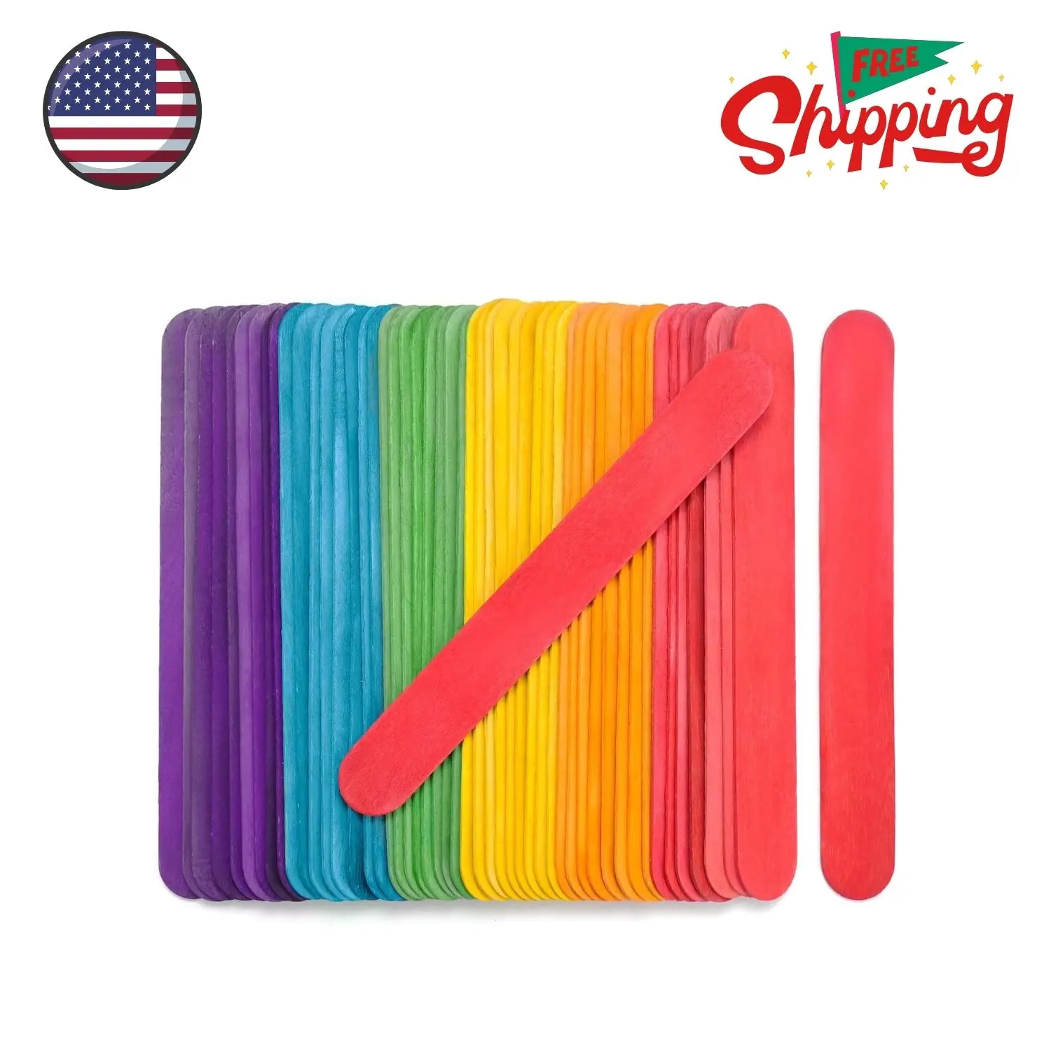 60 Pieces Jumbo Natural Colored Wooden Popsicle Craft Sticks, 8 Inch