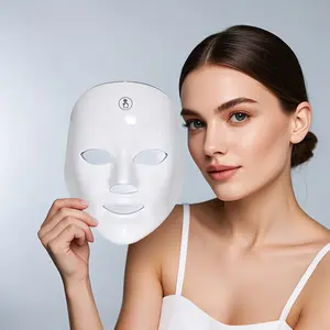 Rechargeable LED Facial Mask Light Therapy Device, 7 Colors for Skin Care & Beauty Treatment, Portable Design for Home Use