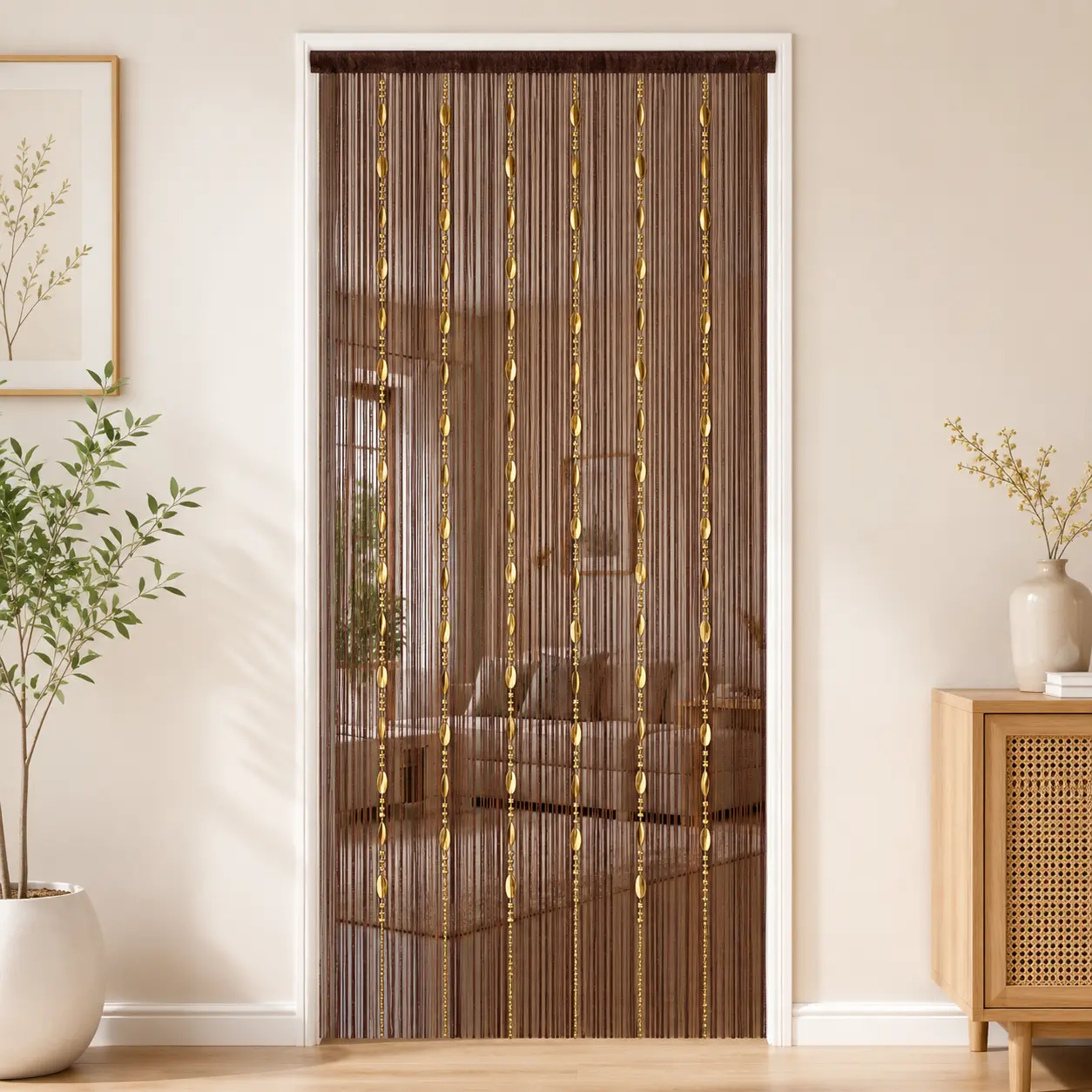 Colorful Synthetic Beaded Curtain - 39.37×78.74in Boho Rectangle Wall Hanging, All-Season Home Decor for Doorway, Party Venues