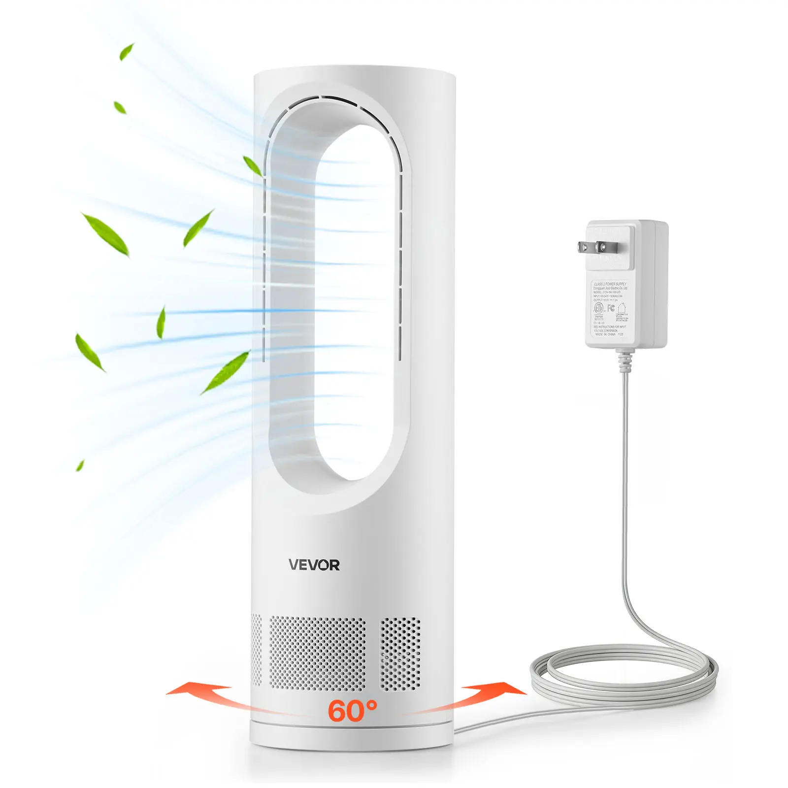 【summerfinds】VEVOR 17-Inch Bladeless Portable Cooling Desktop Desk Fan, Multi-Setting Variable-Speed, 0-9H Timer, 60-Degree Oscillation, Touch Control, Quiet, Easy to Clean, for Bedroom/Office (Father's Day Gift), Portable Fan, Multi-Setting Desk Fans