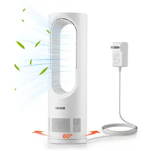 VEVOR Desk Fan Bladeless, Summervibes, 17 inch Office Table Fan Small Quite, 5 Speeds Adjustment, 0-9H Timer, 60-Degree Oscillation, Touch Control, Easy to Clean, Portable for Office, Living Room, Bedroom