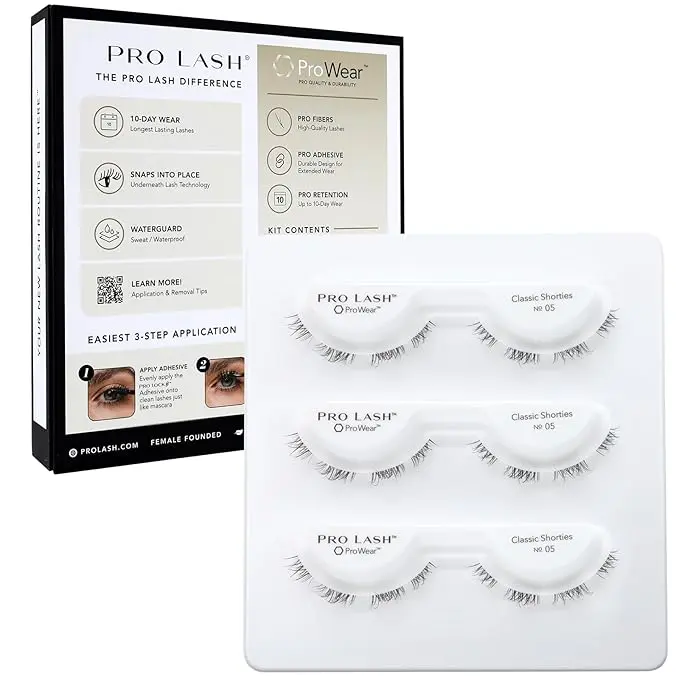 Pro Lash No. 05 ProWear/SoftWear Professionally Styled Lash Clusters - Easiest to Apply Eyelash Cluster - 10 Day Eyelashes - Waterproof Lashes Clusters - 3 Sets - Classic Shorties No. 05 - Black