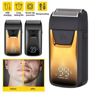 Portable Electric Foil Shaver for Men Rechargeable Beard Trimmer with LED Display & Reciprocating Head for Wet Dry Use Hypoallergenic Material Men's Grooming Tool Removable，Maquinilla de afeitar eléctrica