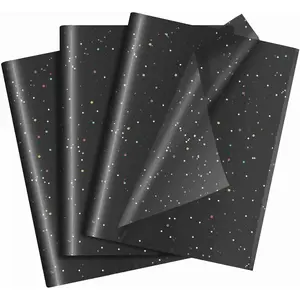 Black Glitter Tissue Paper for  Bags 20x20 Inch - 30 Sheets Recyclable Wrapping Tissue Paper Bulk for DIY Crafts Birthday  Shower Festival Holidays Decorative
