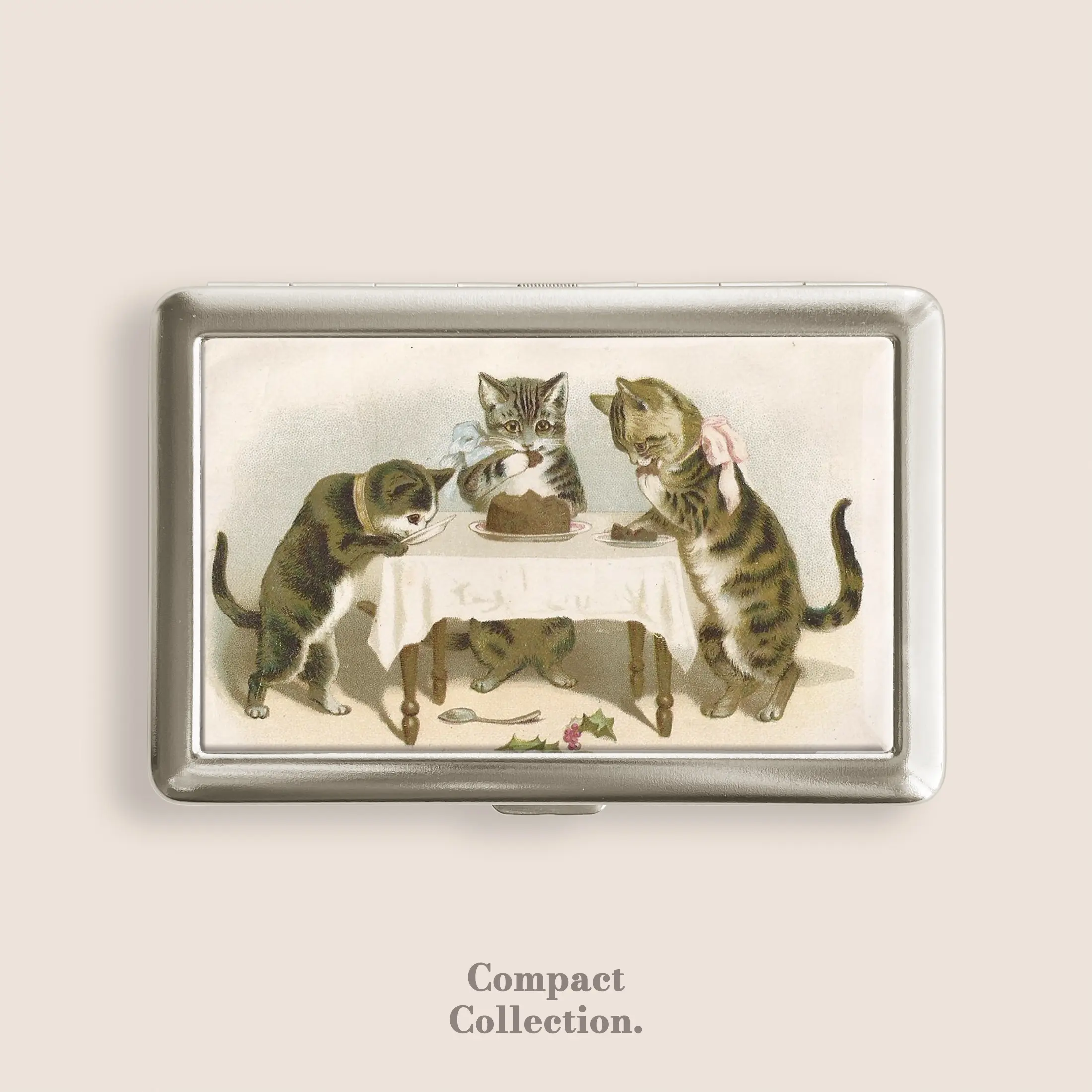 Vintage Cats Cigarette Case Three Little Kittens Cigarrette Case Zigarettenetui Wallet Vintage Metal 100s Blunt Holder Funny Gifts Boyfriend Father's Day Under 100 Dollars Graduation Gift
