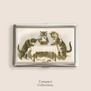 Vintage Cats Cigarette Case Three Little Kittens Cigarrette Case Zigarettenetui Wallet Vintage Metal 100s Blunt Holder Funny Gifts Boyfriend Father's Day Under 100 Dollars Graduation Gift