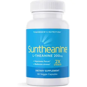 Tomorrow's Nutrition Suntheanine L-Theanine 200 mg - Amino Acid Supplement for Stress Support, Focus, and Relaxation - 60 Veggie Capsules