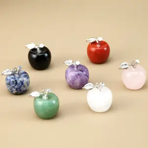 Mini Natural Rose Quartz Crystal Aventurine Apple Carving, Healing Gemstone Ornament, Christmas Decoration & Home Gift Idea