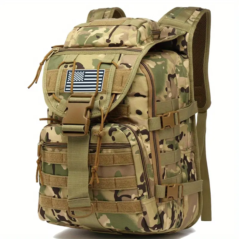 35L Tactical Outdoor Backpack - Molle System, Durable Polyester, Sports & Hiking Daypack with Multiple Compartments, Zip Closure, Universal Fit for Travelers, Campers, and Outdoor Enthusiasts, Camping Gea