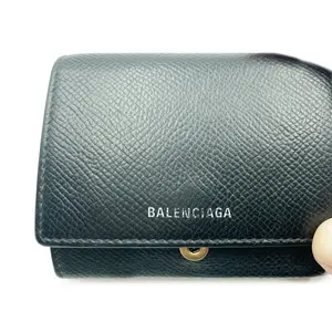 Pre-owned Balenciaga Leather Small Leather Goods Tri Fold Wallet