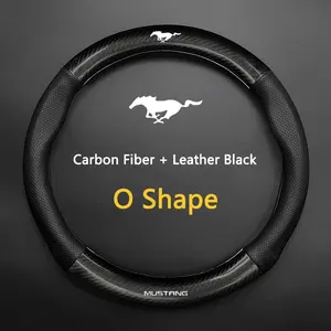 D Type/o Type Leather Car Steering Wheel Cover, Anti Slip, Compatible with Ford Mustang, Explorer, Edge, Fusion, Mondeo, F150-F550