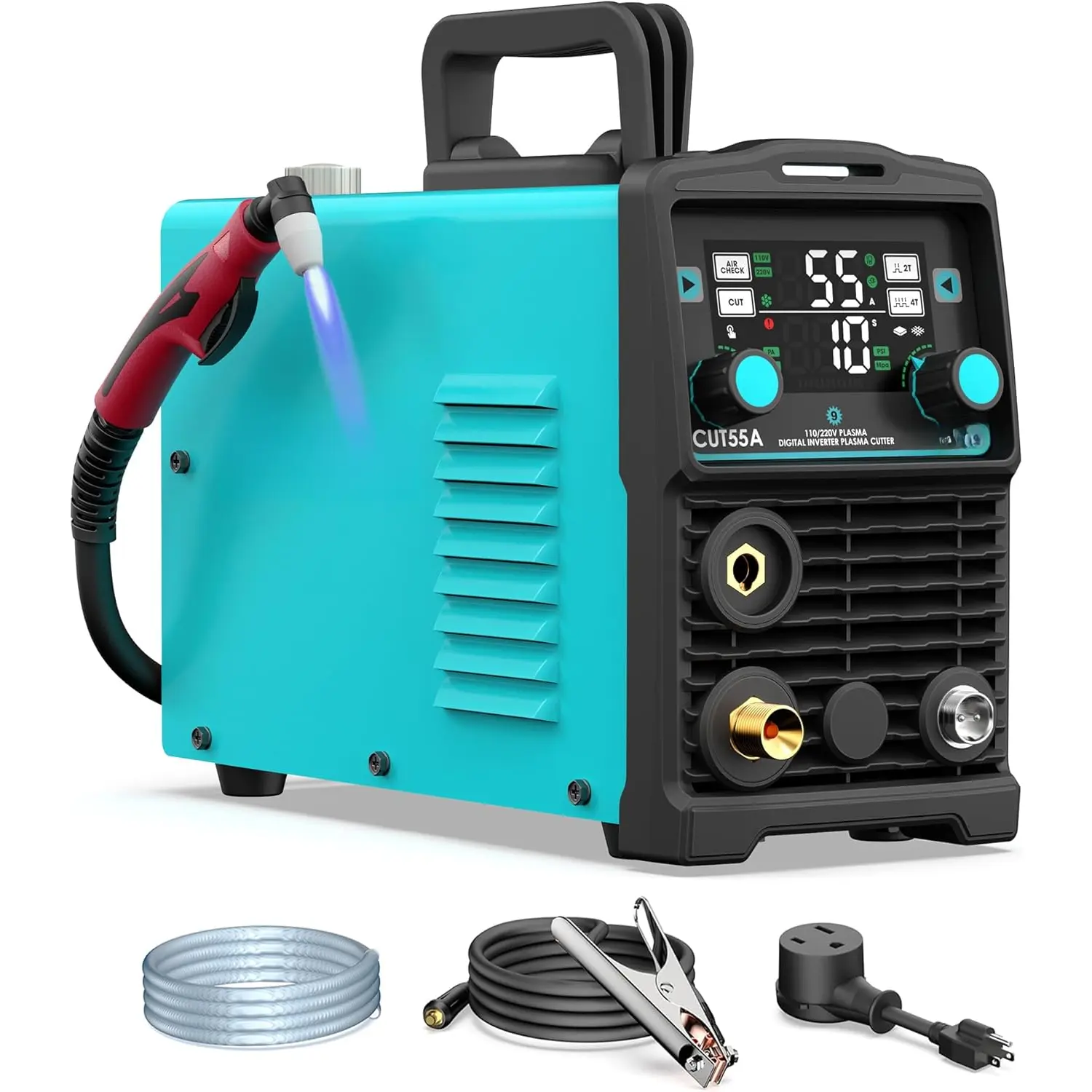 Plasma , [Large LED Display] 55A  Plasma  Machine 110/220V Dual  IGBT Inverter, 5/8 Inch Clean Cut 3/4 Inch Max Cut,  Flow, 2T/4T for Beginners DIY