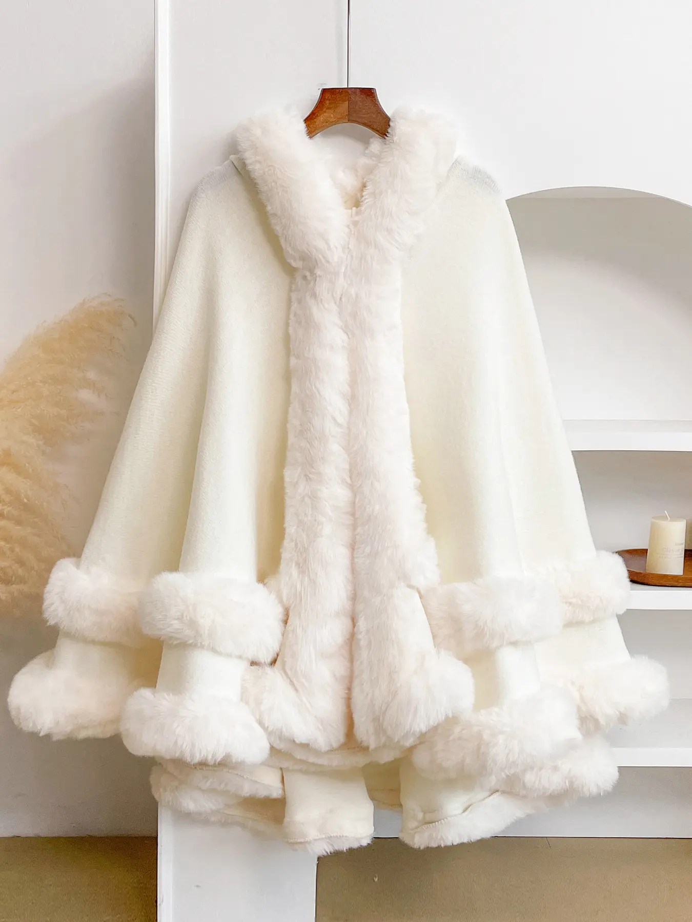Women's Fashion Loose Fur Collar Shawl, Perfect Gift Choice for Women, Stylish Accessory for Any Occasion, Fall & Winter Casual Wear