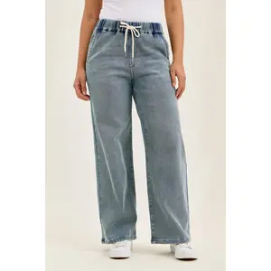 Judy Blue High Waist Aged Stone Knit Wilhelmina Baggy Denim Jeans 881127