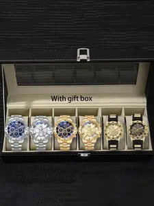 6-piece watch set, men's exquisite versatile watch, fashionable quartz watch, simple temperament watch set, Casual Watch, Casual Wristwatch Set