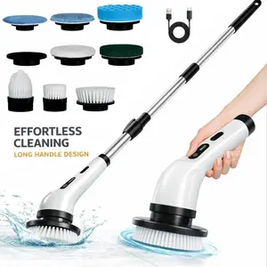 Upgraded Cordless Spin Scrubber – Long Handle Power Cleaner for Effortless Bathroom Cleaning, Tub, Tile & Floor