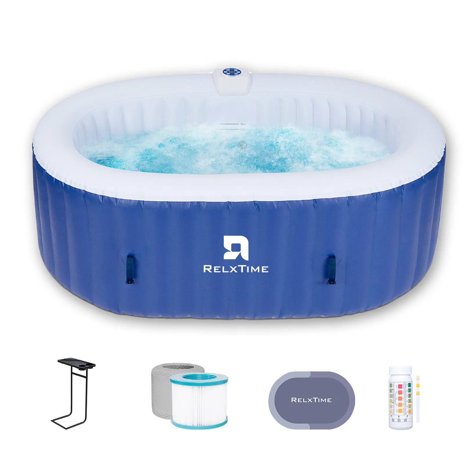 RELXTIME 2-Person Oval Inflatable Hot Tub Set, Outdoor Energy-Saving Spa with 100 Massage Jets (75 x 47 in) – Fathers Day Gift, Jets Hot Tubs