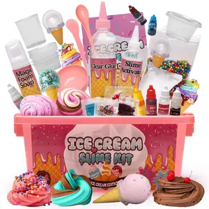 Ice Cream Slime DIY Kit, Squishy Maker, Color Mud Crystal Mud Handmade Material Pack, Stress Relief Educational Toy Gift for 6+, Christmas Birthday