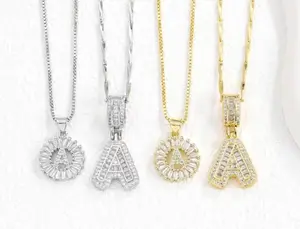 2 Pack Custom Initial Necklaces | Elegant Zircon & Rhinestone | Gold & Silver | Jewelry Gift for Women, Valentine's Day, Birthdays, Parties & Best Friends |Perfect Gift for Mother’s Day | A Surprise for Mom