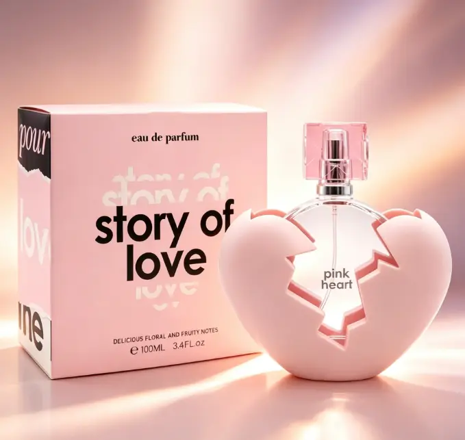 Story of Love Women's Perfume, Long-Lasting Floral Scents for Daily Wear, Eau de Parfum Vanity Spray in Heart-Shaped Bottle, 100ml / 3.4 fl oz, Edp Perfume Fragrance