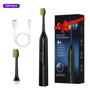 Electric Toothbrushes for Adults and Children: Rechargeable 2 brush heads 35,000–42,000 vibrations per minute deep cleaning smart timer 4 adjustable modes lightweight waterproof