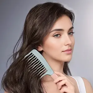 Double Wide Tooth Hair Comb Set Hair Styling Combs for Long Curly Hair, Stylish & Light Blue Combs with Abs Handle, Ideal Gift for Friends