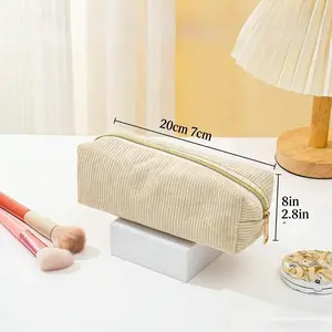 Flannel Pencil Case Simple Makeup Bag Portable Wash Kit Stationery Box Travel Storage Bag, Essential Organizer for Daily Use & Business Trips