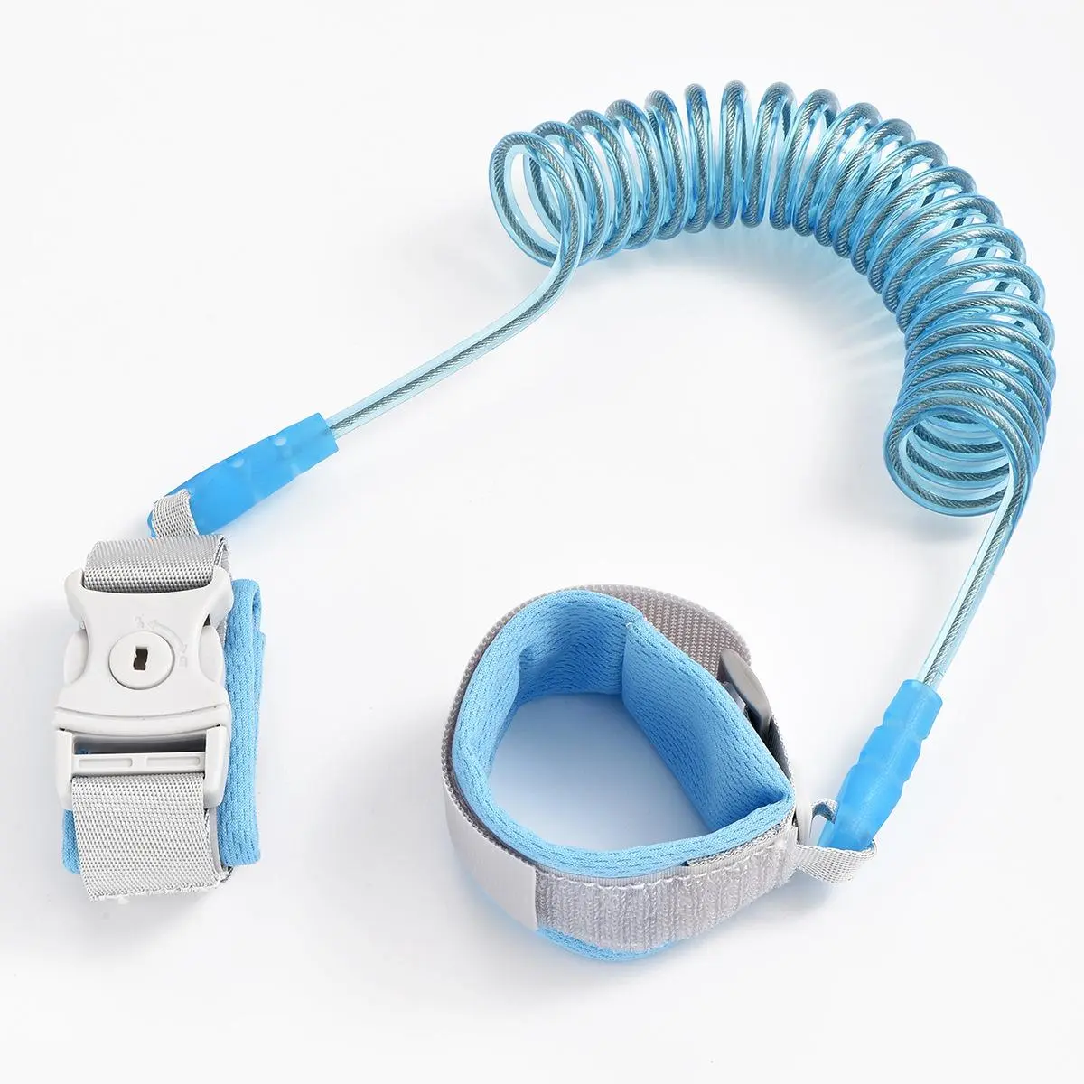 2-Meter Blue Coiled Cable Lock with Key