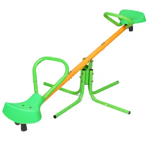 Pinehome Outdoor Kids Seesaw Swivel Teeter-Totter Backyard Playground Equipment, 360 Degrees Rotating Heavy-Duty & Safe for Age 3-8