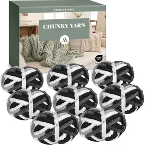 Chunky Yarn for Hand Knitting - Super Thick Chenille Chunky Yarn for Crocheting - Extra Soft Bulky  Blanket Big Yarns 8  Pack (27yds,8 oz Each Skein)