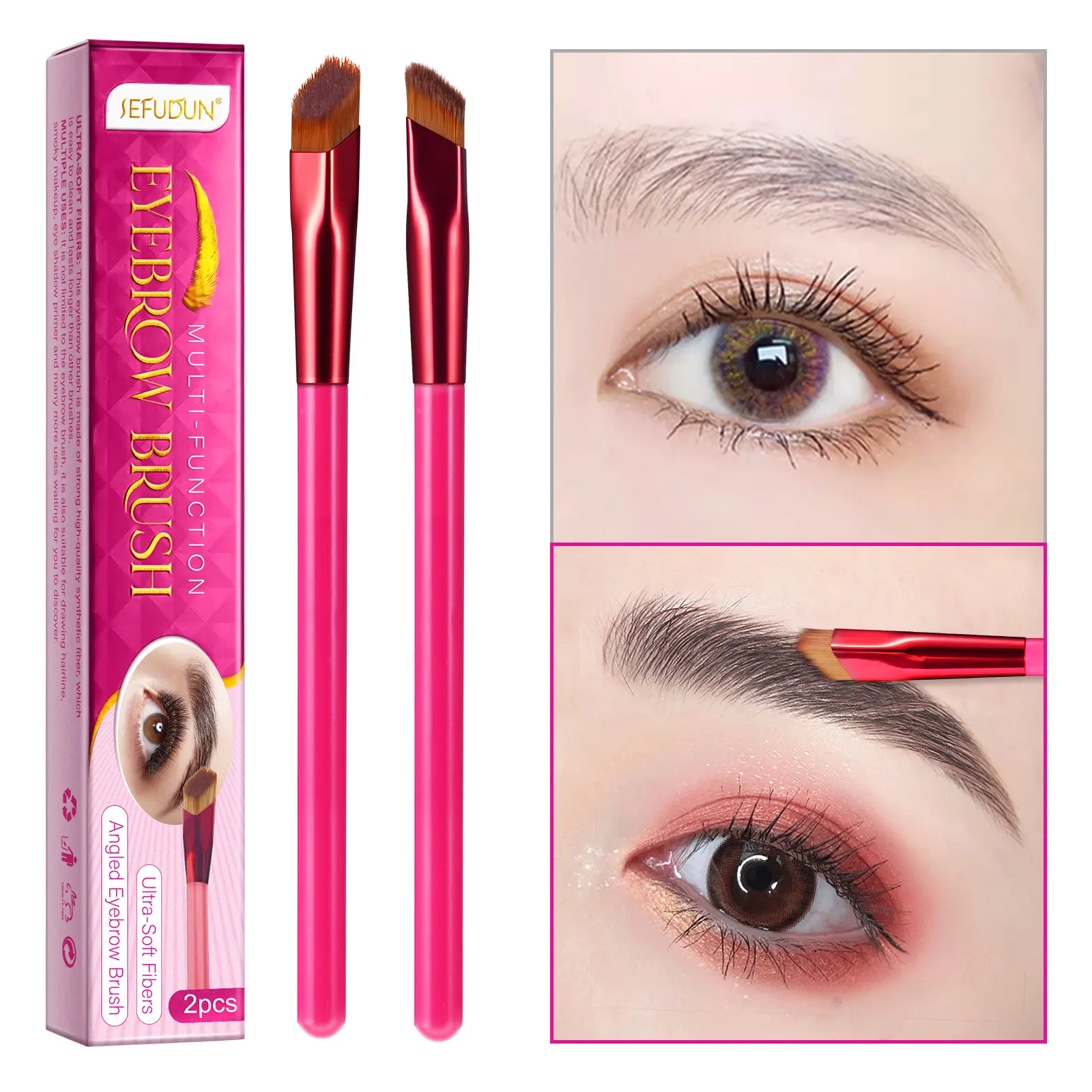 Sefudun Angled Eyebrow Brush, Professional Cosmetic Tool for Precise Brow & Eyeliner Definition, Use with Eyebrow Gel & Powder, Easy Makeup for Beginners, Beauty Accessories, Eye Makeup, Multi-Function Eyebrow Brush*1