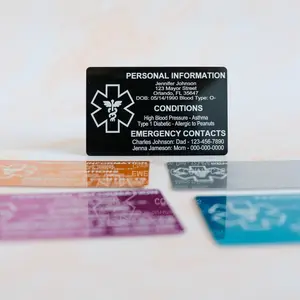 Medical ID Card for Wallet - Custom Engraved Compact Alert Card with Premium Aluminum, Designed for Emergencies, Lightweight & Reliable