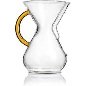 Chemex Pour-Over Glass Coffeemaker - Colored Glass Handle Series - 6-Cup Gold - Exclusive Packaging Pots Tea