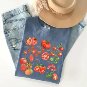 Comfort Colors Tomato T-Shirt, Vintage Garden Fruit Print, Cottagecore Clothing Summer Wear Gift, , Garden T Shirt, Casual Graphic Shirt - TrendWear USA
