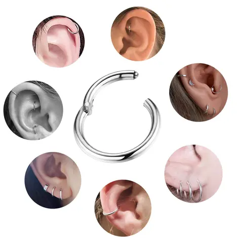 OUFER 16G 316L Stainless Steel 5mm/12mm Hinged Segment Hoop Nose Ring Jewelry - Unisex Septum & Multi-Pierce Fit Faux Piercing Jewelry, Easy Insertion, Highly Polished Sleek Design, Daily Wear