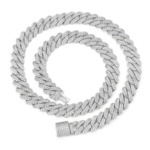 UCCIYO 7.5inch Gold-Plated Waterproof Anti-Tarnish Cuban Link Chunky Necklace - Iced Out Square Cut VVS High-Polish Zirconia Pendant, Men’s Street Wear Artificial Gemstone Accessory Necklace, Holiday Gift
