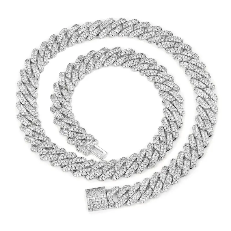 UCCIYO 7.5inch Gold-Plated Waterproof Anti-Tarnish Cuban Link Chunky Necklace - Iced Out Square Cut VVS High-Polish Zirconia Pendant, Men’s Street Wear Artificial Gemstone Accessory Necklace, Holiday Gift