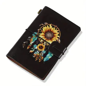 1pc Short Pocket Subject Notebook A7 Size 5.5x3.7 Inches, Sunflower Dreamcatcher Design Ideal Gift for Thanksgiving, Christmas and Birthday