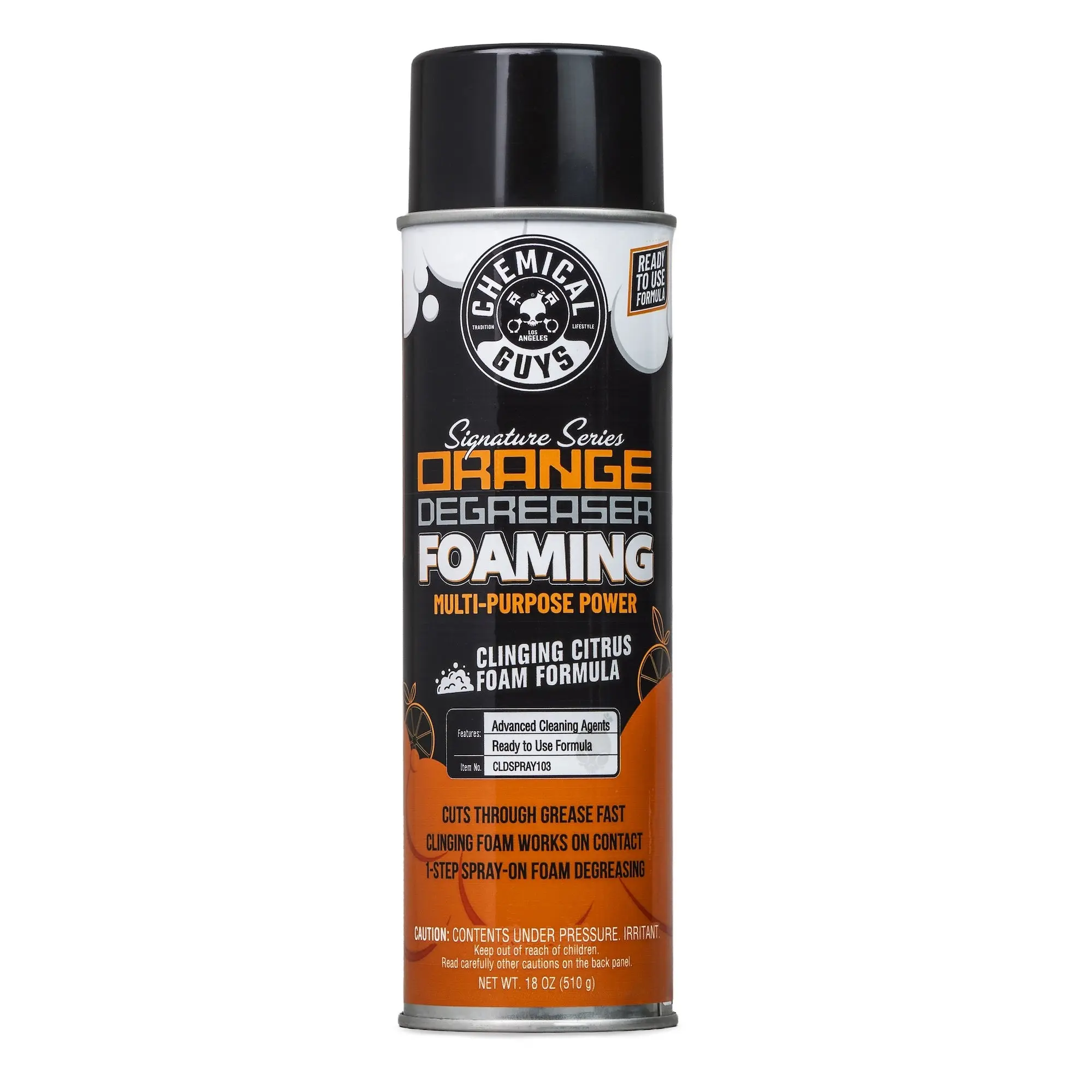 Chemical Guys Signature Series Orange Citrus Degreaser Foaming Aerosol Spray 18oz for Cars/Motorcycles - Clinging Foam, No Dilution, Ready-to-Use Cleaner for Engines/Wheels, Wheel Wells & Suspension