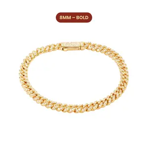 JAXXON Women's Iced Out Cuban Link Bracelet 5mm - Gold - Box Clasp